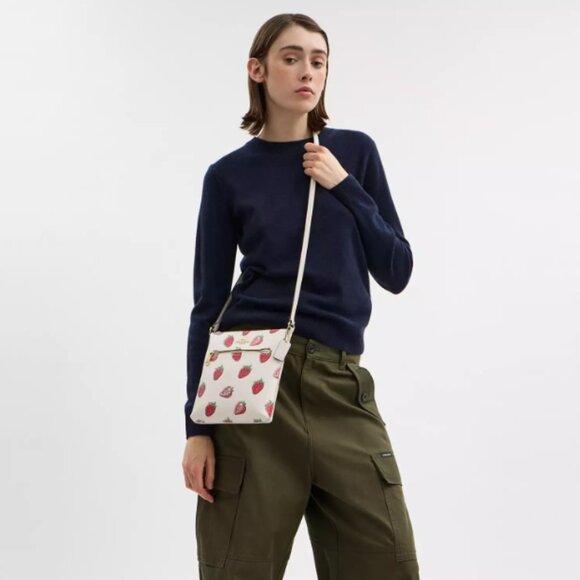 Coach Mini Rowan File Bag With Strawberry Print NWT - Picture 2 of 7